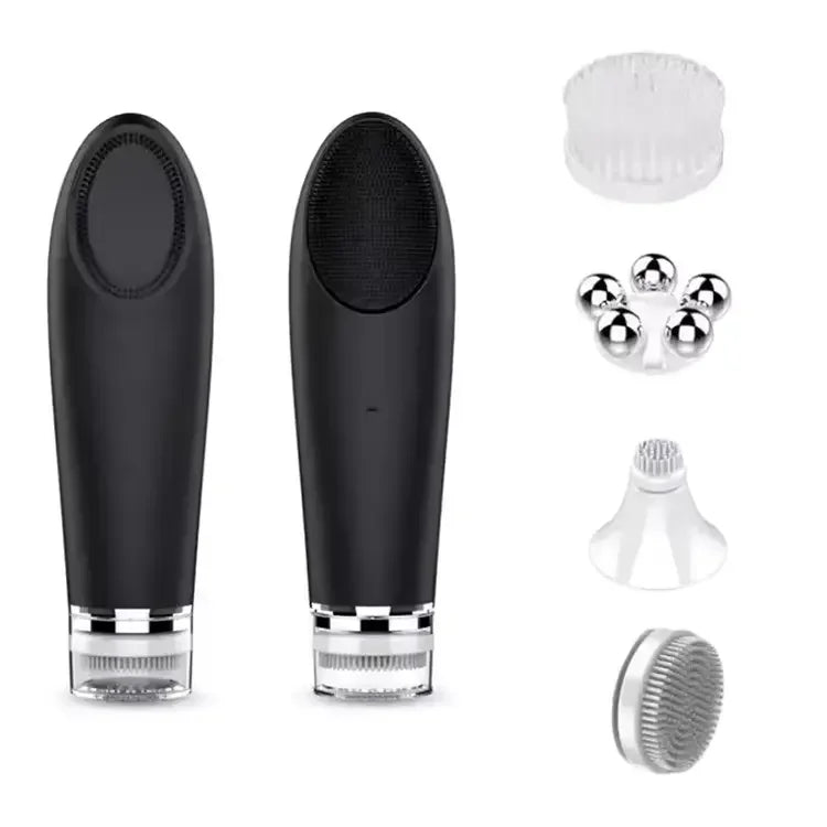 2024 New Rechargeable Sonic Facial Cleansing Brush with Hot and Cool Compress Silicone Face Cleanser for Deep Cleaning